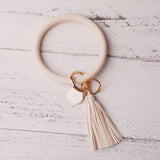 2019 New PU Leather O Key Chain Custom Circle Cute Same Color Tassel Wristlet Keychain Wholesale Women Girls 11Colors Keychain