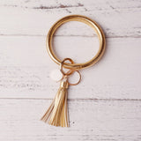 2019 New PU Leather O Key Chain Custom Circle Cute Same Color Tassel Wristlet Keychain Wholesale Women Girls 11Colors Keychain