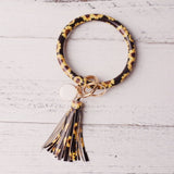 2019 New PU Leather O Key Chain Custom Circle Cute Same Color Tassel Wristlet Keychain Wholesale Women Girls 11Colors Keychain