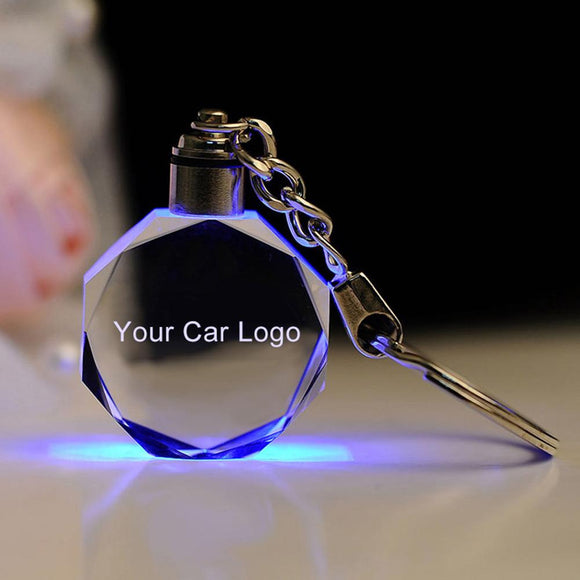 30 Model New Luminous Glow Key Chain Car Logo LED Cut Glass Keychains Party Supplie Car Logo Key Ring Keyrings