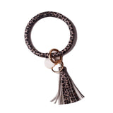 Rainbery New Fashion Multiful Tassel Keychain Enamel PU Leather O Key Chain Monogram Circle Wristlet Keychain For Women Girls