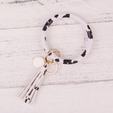 2019 New PU Leather O Key Chain Custom Circle Cute Same Color Tassel Wristlet Keychain Wholesale Women Girls 11Colors Keychain