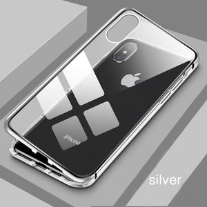 Eqvvol Metal Magnetic Adsorption Case For iPhone XS MAX X XR 8 7 Plus 6 6s Case Double Sided Glass Magnet Case Cover 7Plus Funda