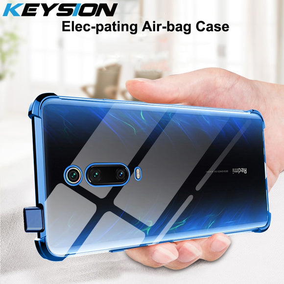 KEYSION Shockproof Case for Xiaomi Mi 9T 9T Pro A3 CC9e plating Air-bag Anti-knock Clear Cover for Redmi Note 7 8 7s K20 K20 pro