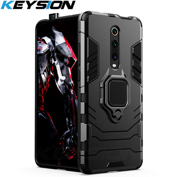 KEYSION Shockproof Armor Case For Redmi K20 K20 Pro Note 7 7a 6 8 Pro Stand Holder Car Ring Phone Cover for Xiaomi Mi 9T Pro Mi9 se CC9e Mi 8 lite A2 A3
