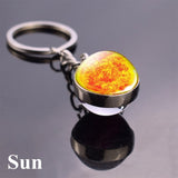 Solar System Planet Keyring Galaxy Nebula Space Keychain Moon Earth Sun Mars Art Picture Double Side Glass Ball Key Chain