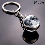 Moon Keychain Solar System Planet Keyrings Galaxy Nebula Space Universe Earth Sun Mars Jupiter Saturn Double Side Glass Ball