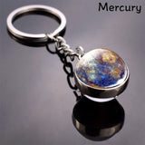 Moon Keychain Solar System Planet Keyrings Galaxy Nebula Space Universe Earth Sun Mars Jupiter Saturn Double Side Glass Ball