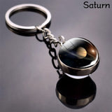 Moon Keychain Solar System Planet Keyrings Galaxy Nebula Space Universe Earth Sun Mars Jupiter Saturn Double Side Glass Ball