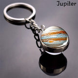 Moon Keychain Solar System Planet Keyrings Galaxy Nebula Space Universe Earth Sun Mars Jupiter Saturn Double Side Glass Ball