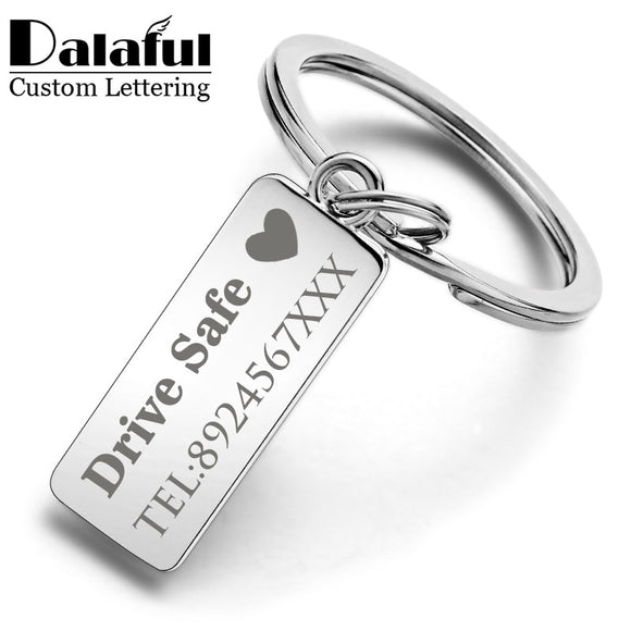Custom Engraved Keychain For Car Logo Name Stainless Steel Personalized Gift Customized Anti-lost Keyring Key Chain Ring P009