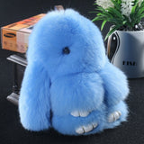 14cm Cute Pluff Bunny Keychain Rex Genuine Rabbit Fur Key Chains For Women Bag Toys Doll Fluffy Pom Pom Lovely Pompom Keyring