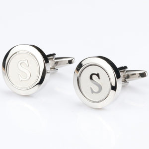 Mens Classic Initial Cufflinks Alphabet Letter silver Cufflinks Formal Business Wedding Shirts R-Z