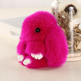 14cm Cute Pluff Bunny Keychain Rex Genuine Rabbit Fur Key Chains For Women Bag Toys Doll Fluffy Pom Pom Lovely Pompom Keyring