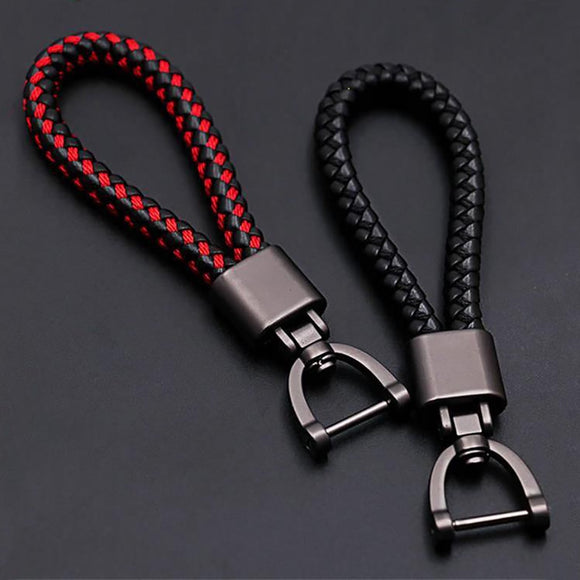 High-Grade Hand Woven Leather Car KeyChain 360 Degree Rotating Horseshoe Buckle Jewelry Key Rings Holder Genuine Bag Pendant