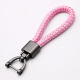 High-Grade Hand Woven Leather Car KeyChain 360 Degree Rotating Horseshoe Buckle Jewelry Key Rings Holder Genuine Bag Pendant