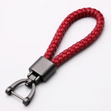 High-Grade Hand Woven Leather Car KeyChain 360 Degree Rotating Horseshoe Buckle Jewelry Key Rings Holder Genuine Bag Pendant