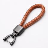 High-Grade Hand Woven Leather Car KeyChain 360 Degree Rotating Horseshoe Buckle Jewelry Key Rings Holder Genuine Bag Pendant