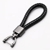 High-Grade Hand Woven Leather Car KeyChain 360 Degree Rotating Horseshoe Buckle Jewelry Key Rings Holder Genuine Bag Pendant