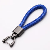 High-Grade Hand Woven Leather Car KeyChain 360 Degree Rotating Horseshoe Buckle Jewelry Key Rings Holder Genuine Bag Pendant