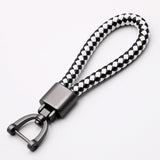 High-Grade Hand Woven Leather Car KeyChain 360 Degree Rotating Horseshoe Buckle Jewelry Key Rings Holder Genuine Bag Pendant