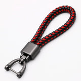 High-Grade Hand Woven Leather Car KeyChain 360 Degree Rotating Horseshoe Buckle Jewelry Key Rings Holder Genuine Bag Pendant