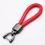 High-Grade Hand Woven Leather Car KeyChain 360 Degree Rotating Horseshoe Buckle Jewelry Key Rings Holder Genuine Bag Pendant