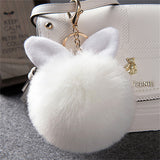 2019 Fur Pom Pom Keychains Fake Rabbit fur ball key chain porte clef pompom de fourrure fluffy Bag Charms bunny keychain Keyring