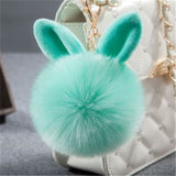 2019 Fur Pom Pom Keychains Fake Rabbit fur ball key chain porte clef pompom de fourrure fluffy Bag Charms bunny keychain Keyring