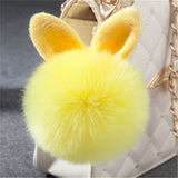 2019 Fur Pom Pom Keychains Fake Rabbit fur ball key chain porte clef pompom de fourrure fluffy Bag Charms bunny keychain Keyring