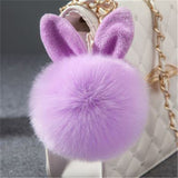 2019 Fur Pom Pom Keychains Fake Rabbit fur ball key chain porte clef pompom de fourrure fluffy Bag Charms bunny keychain Keyring