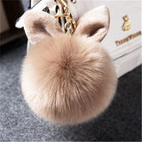 2019 Fur Pom Pom Keychains Fake Rabbit fur ball key chain porte clef pompom de fourrure fluffy Bag Charms bunny keychain Keyring