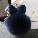 2019 Fur Pom Pom Keychains Fake Rabbit fur ball key chain porte clef pompom de fourrure fluffy Bag Charms bunny keychain Keyring