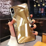 Diamond Texture Mirror Phone Case For iphone 7 8 6s 6 plus Cute Soft TPU Shockproof Cover For iphone X Xs Max 6 Xr 7 8 Case