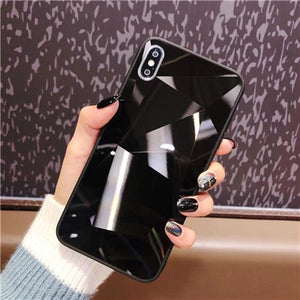 Diamond Texture Mirror Phone Case For iphone 7 8 6s 6 plus Cute Soft TPU Shockproof Cover For iphone X Xs Max 6 Xr 7 8 Case