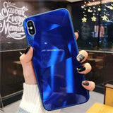 Diamond Texture Mirror Phone Case For iphone 7 8 6s 6 plus Cute Soft TPU Shockproof Cover For iphone X Xs Max 6 Xr 7 8 Case