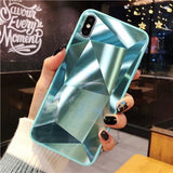 Diamond Texture Mirror Phone Case For iphone 7 8 6s 6 plus Cute Soft TPU Shockproof Cover For iphone X Xs Max 6 Xr 7 8 Case