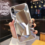 Diamond Texture Mirror Phone Case For iphone 7 8 6s 6 plus Cute Soft TPU Shockproof Cover For iphone X Xs Max 6 Xr 7 8 Case