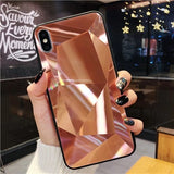 Diamond Texture Mirror Phone Case For iphone 7 8 6s 6 plus Cute Soft TPU Shockproof Cover For iphone X Xs Max 6 Xr 7 8 Case