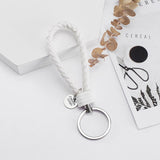 Vicney 33 Colors PU Leather Braided Woven Rope bts keychain DIY bag Pendant Key Chain Holder Car Keyrings Men Women Keychain