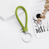 Vicney 33 Colors PU Leather Braided Woven Rope bts keychain DIY bag Pendant Key Chain Holder Car Keyrings Men Women Keychain