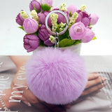 30 Colors Fluffy Fur Pom Pom Keychains Soft Faux Rex Rabbit Fur Ball Car Keyring Pompom Key Chains Women Bag Pendant Jewelry Diy