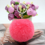 30 Colors Fluffy Fur Pom Pom Keychains Soft Faux Rex Rabbit Fur Ball Car Keyring Pompom Key Chains Women Bag Pendant Jewelry Diy