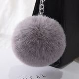 30 Colors Fluffy Fur Pom Pom Keychains Soft Faux Rex Rabbit Fur Ball Car Keyring Pompom Key Chains Women Bag Pendant Jewelry Diy