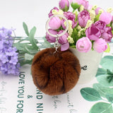 30 Colors Fluffy Fur Pom Pom Keychains Soft Faux Rex Rabbit Fur Ball Car Keyring Pompom Key Chains Women Bag Pendant Jewelry Diy